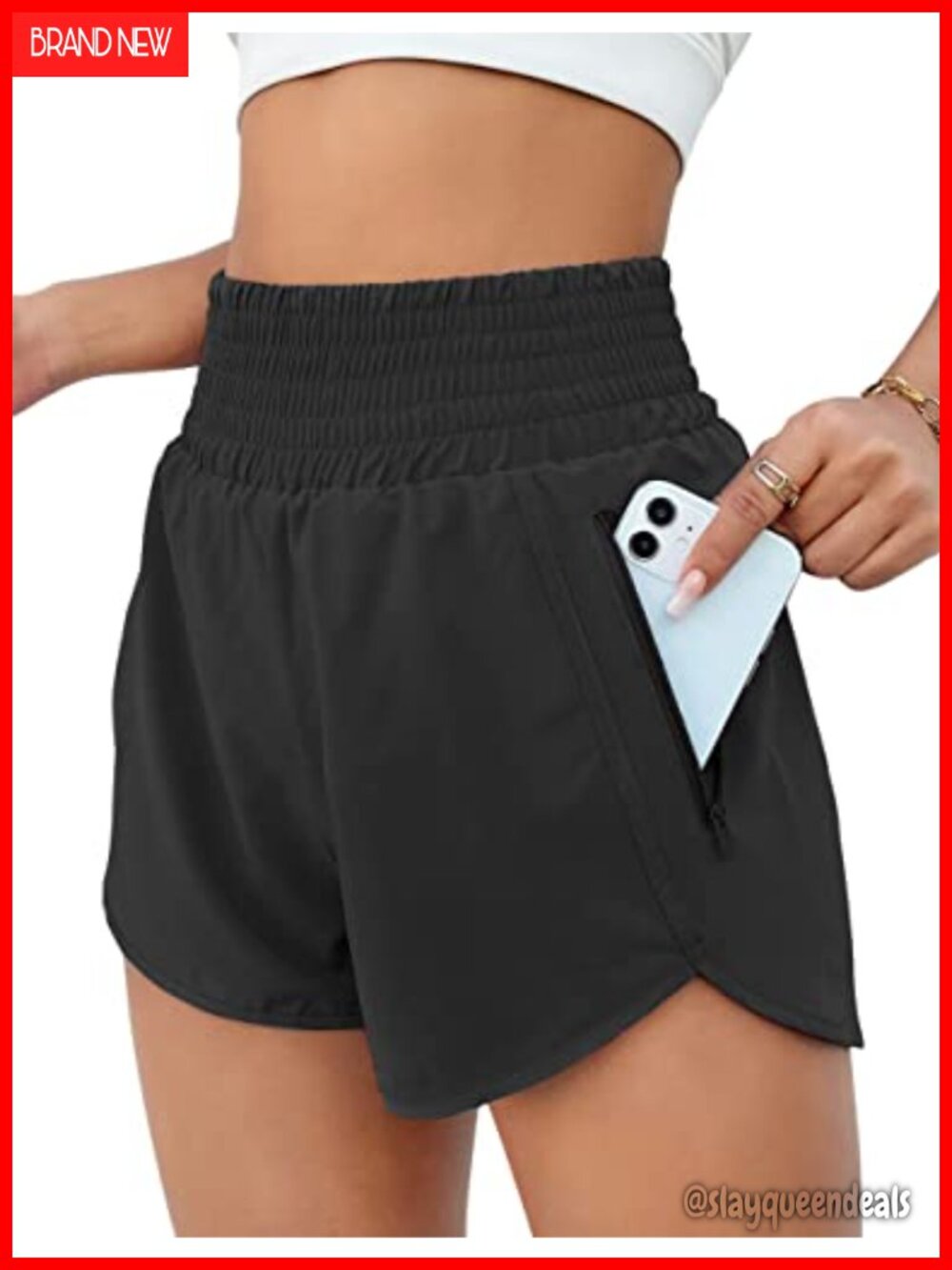 High Waisted Athletic Shorts with Zipper Pocket, 2.5" Inseam, Liner, Quick-Dry